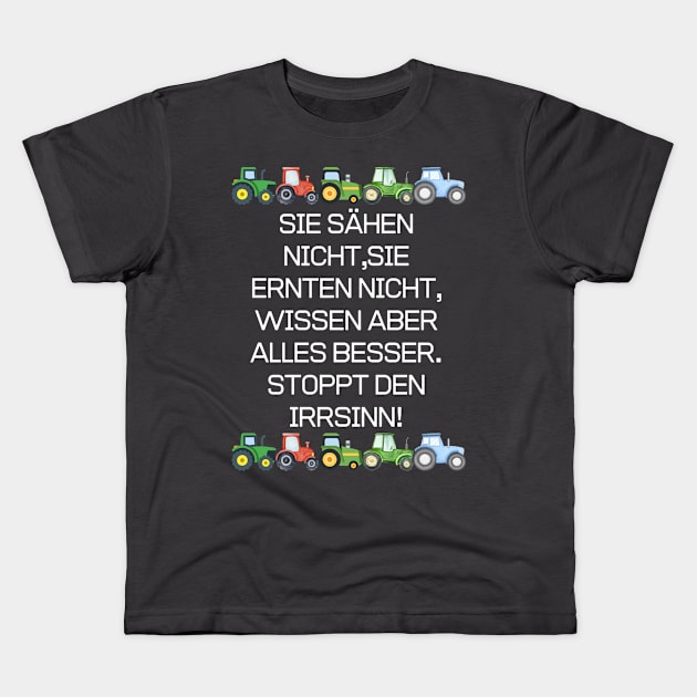 farmers stricke black 2024 SIE SÄHEN NICHT,SIE ERNTEN NICHT, WISSEN ABER ALLES BESSER. STOPPT DEN IRRSINN! Kids T-Shirt by matze-design